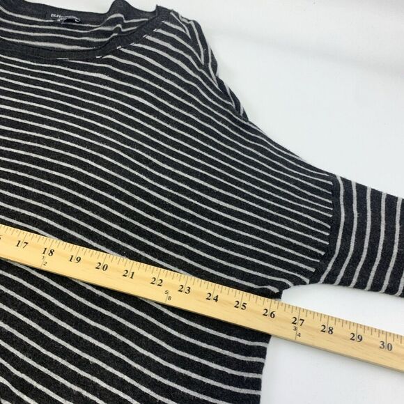 Eileen Fisher Gray Striped Lightweight Knit Sweater Scoop Neck Slouch Medium - Picture 8 of 13